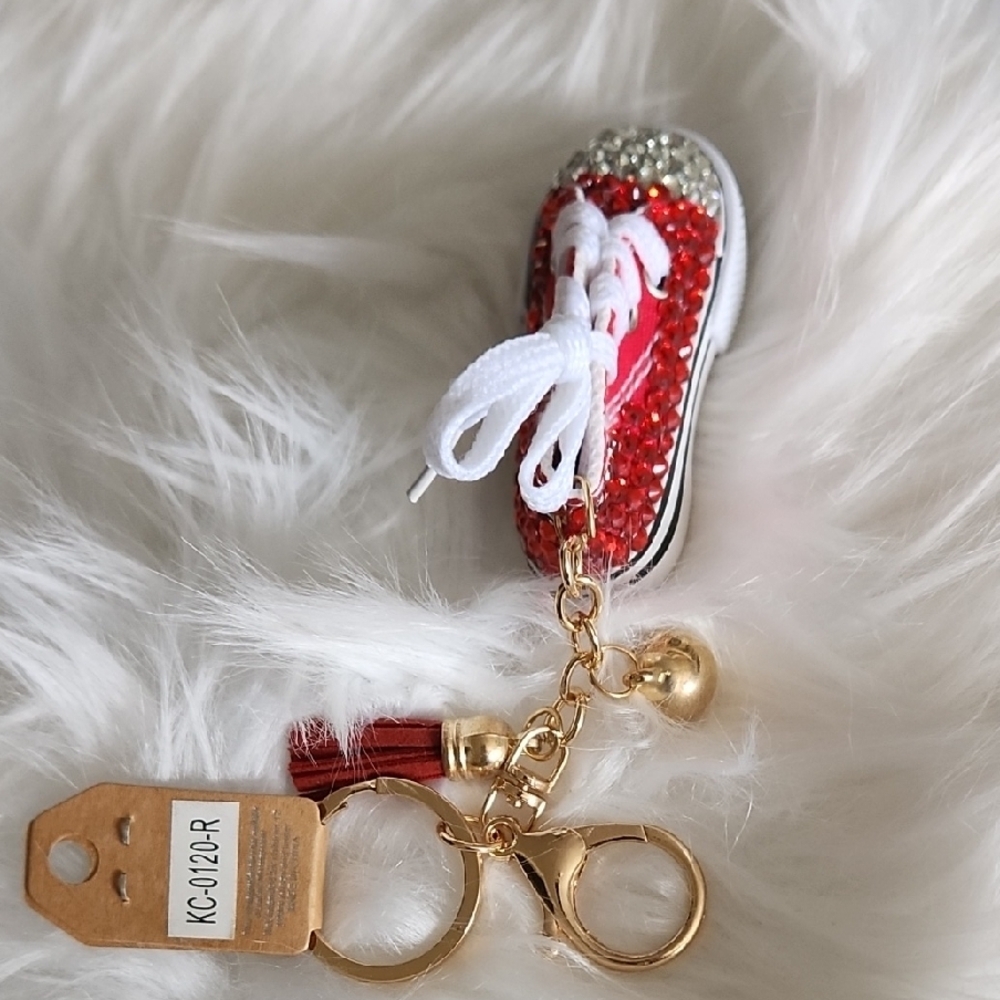 Red Rhinestone Sneaker Keychain